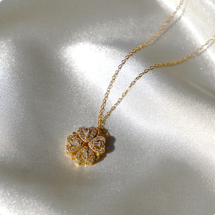 Daughter's 4-Leaf Clover "Lucky Charm" Necklace and Forever Rose Gift Box