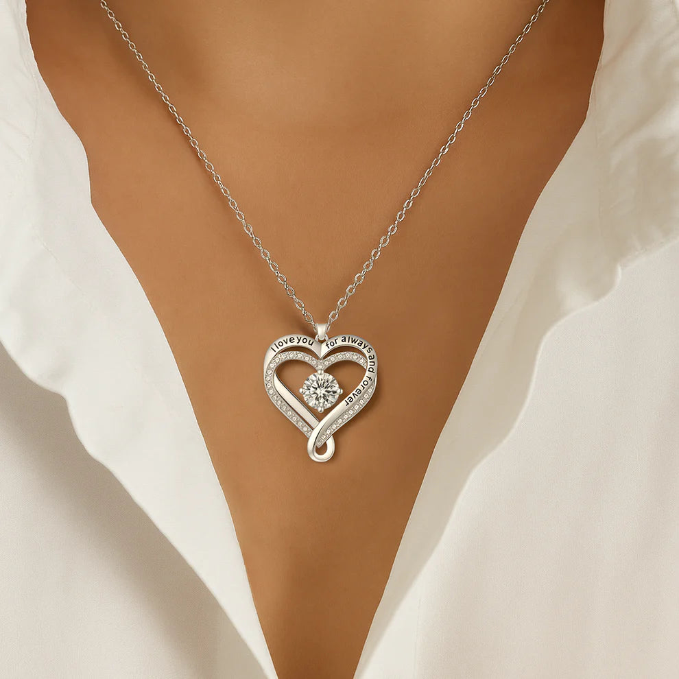 Engraved Heart Necklace with Wooden Box