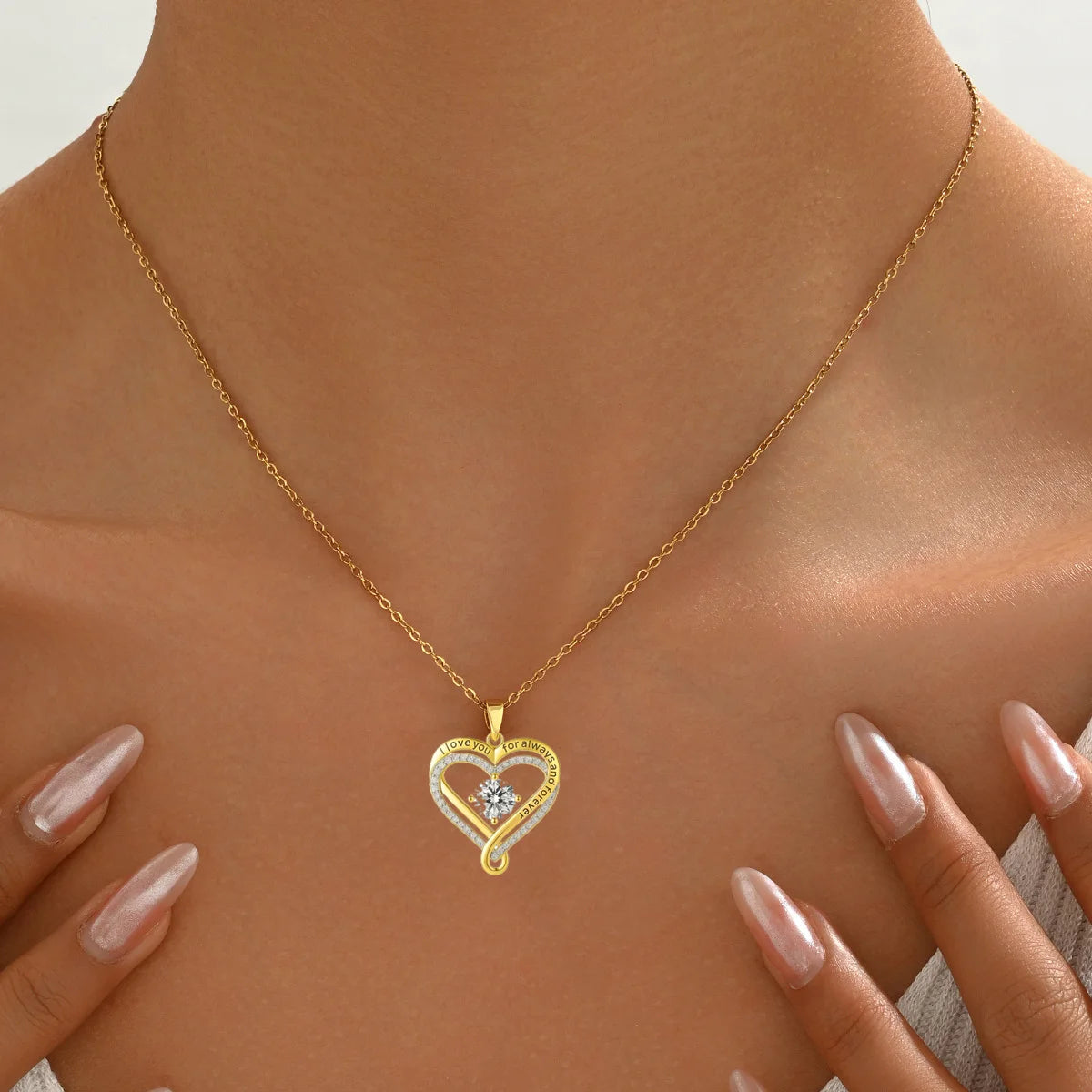 925 Sterling Silver Engraved Heart Necklace with Wooden Box
