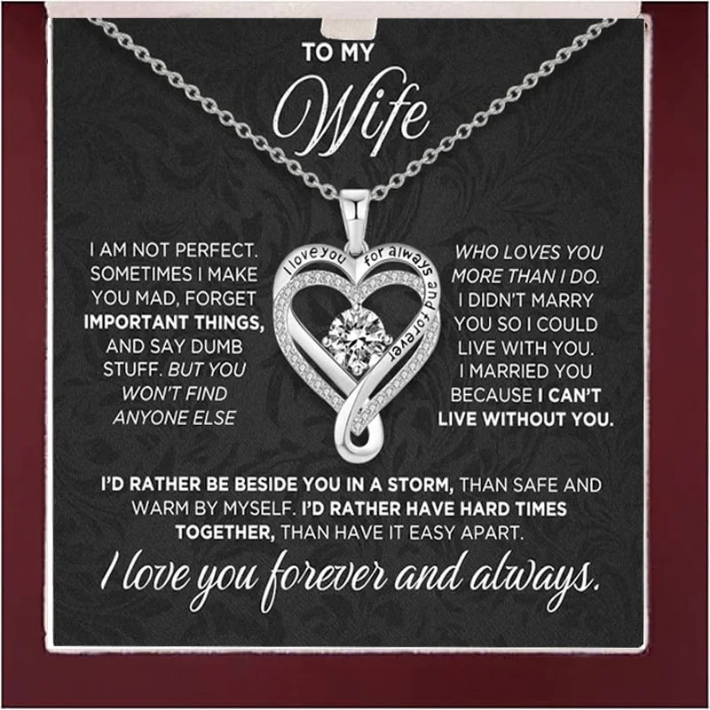 925 Sterling Silver Engraved Heart Necklace with Wooden Box