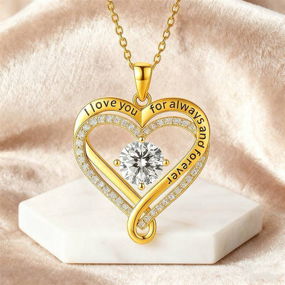 925 Sterling Silver Engraved Heart Necklace with Wooden Box